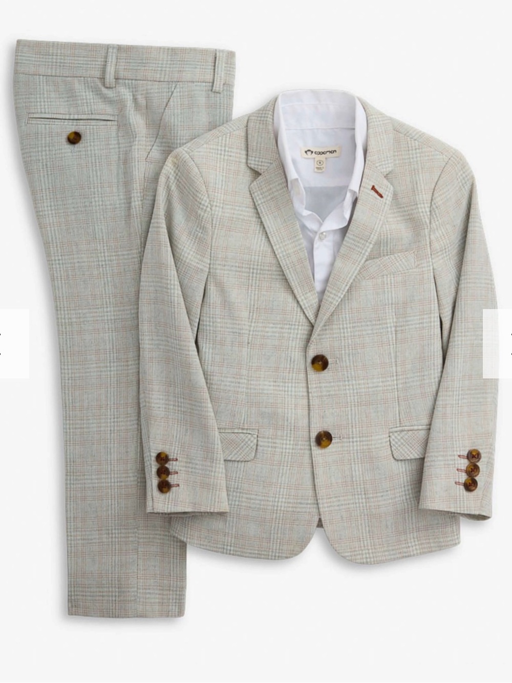 Worn once! Appaman light grey plaid suit. Boys size 7
